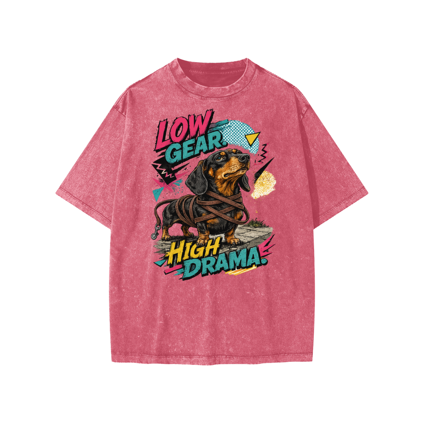 Low Gear High Drama snow-washed kids’ T-shirt in cherry colour