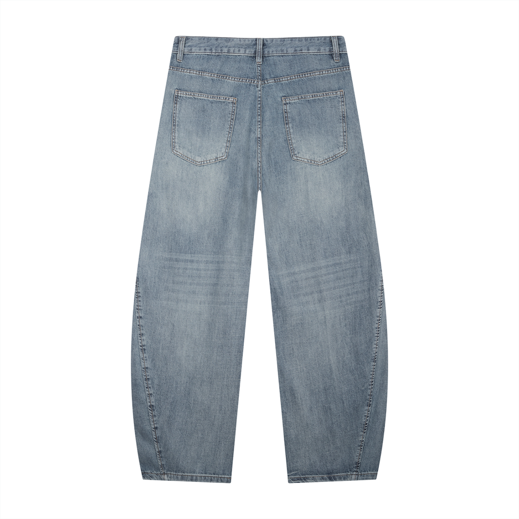 Men’s Vintage-Wash Barrel-Leg Jeans
