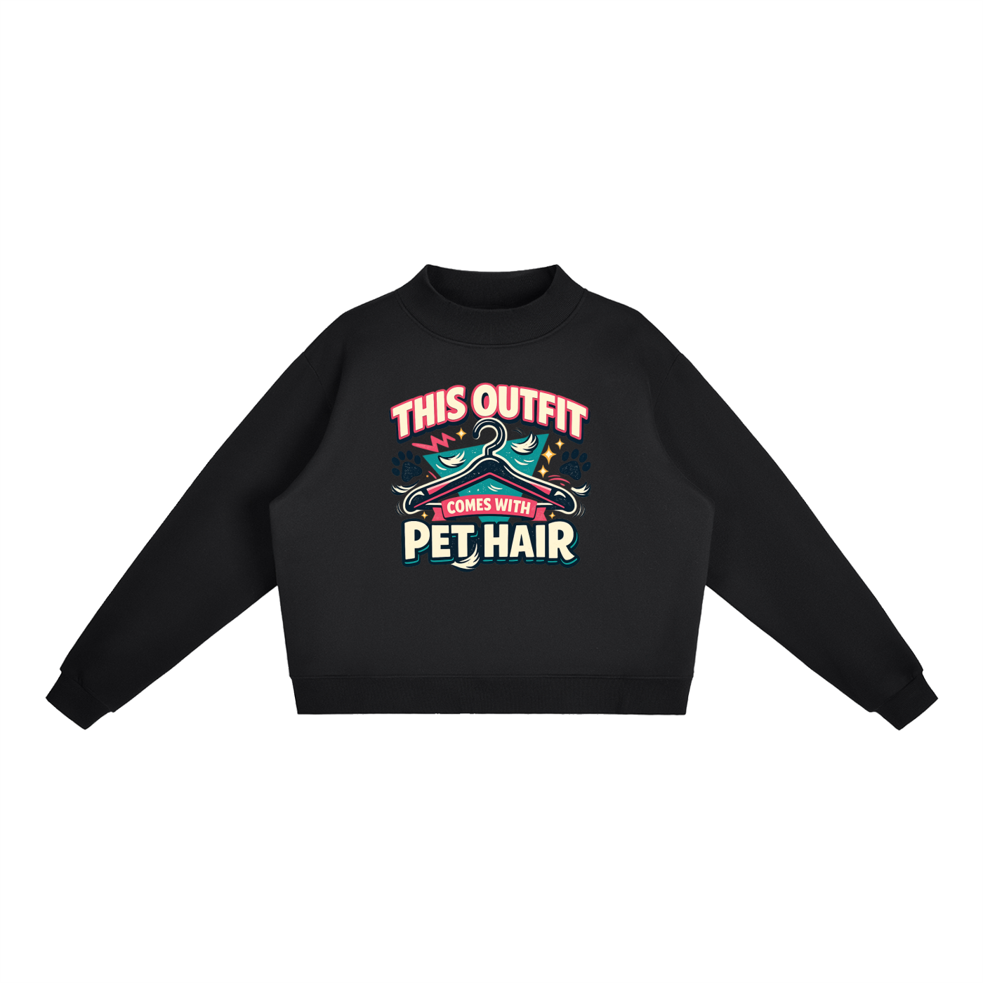 Comes With Pet Hair Essential Fleece Mock-Neck Crew Sweatshirt