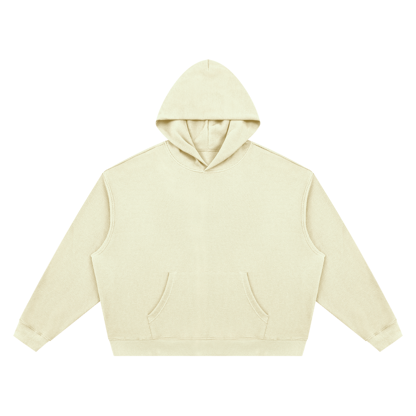 Unisex Waffle Boxy Hoodie in Mild Apricot — front view