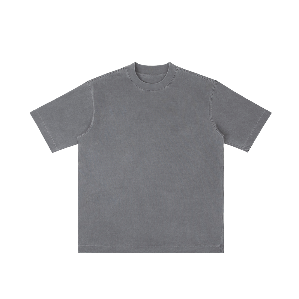 Grey Unisex Vintage-Wash Drop-Shoulder T-Shirt front view