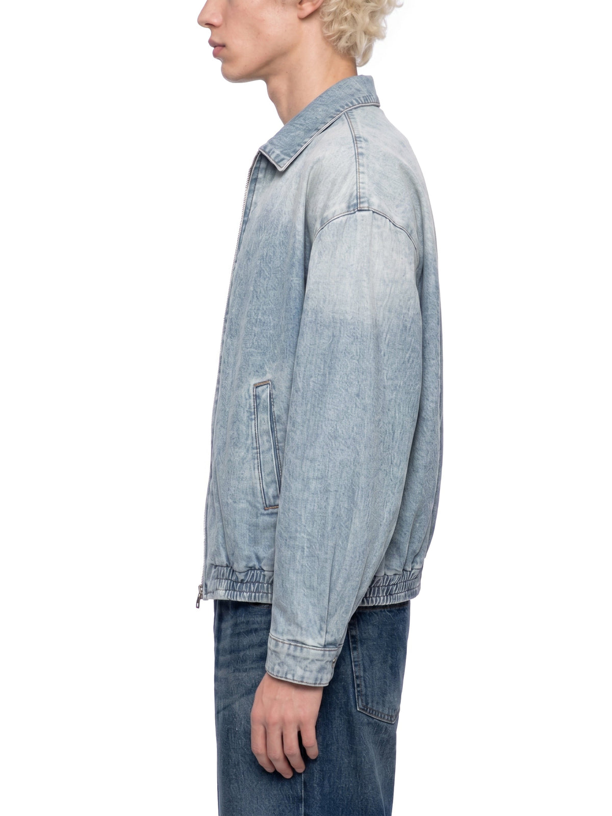 Unisex Vintage Wash Full-Zip Denim Jacket