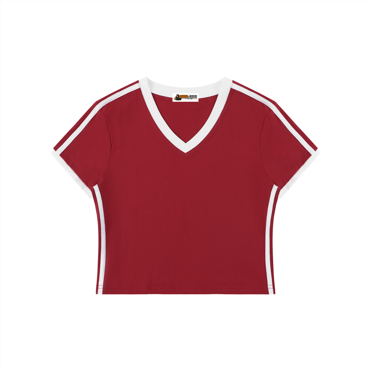 Women's Retro Binding V-Neck Crop T-Shirt