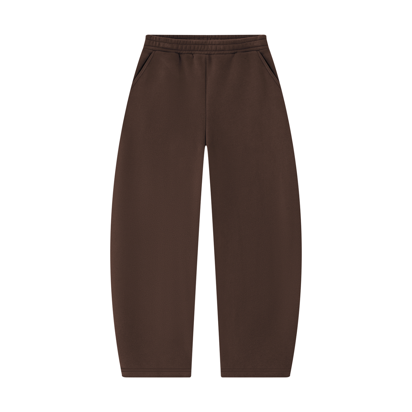Unisex barrel-leg sweatpants in coffee