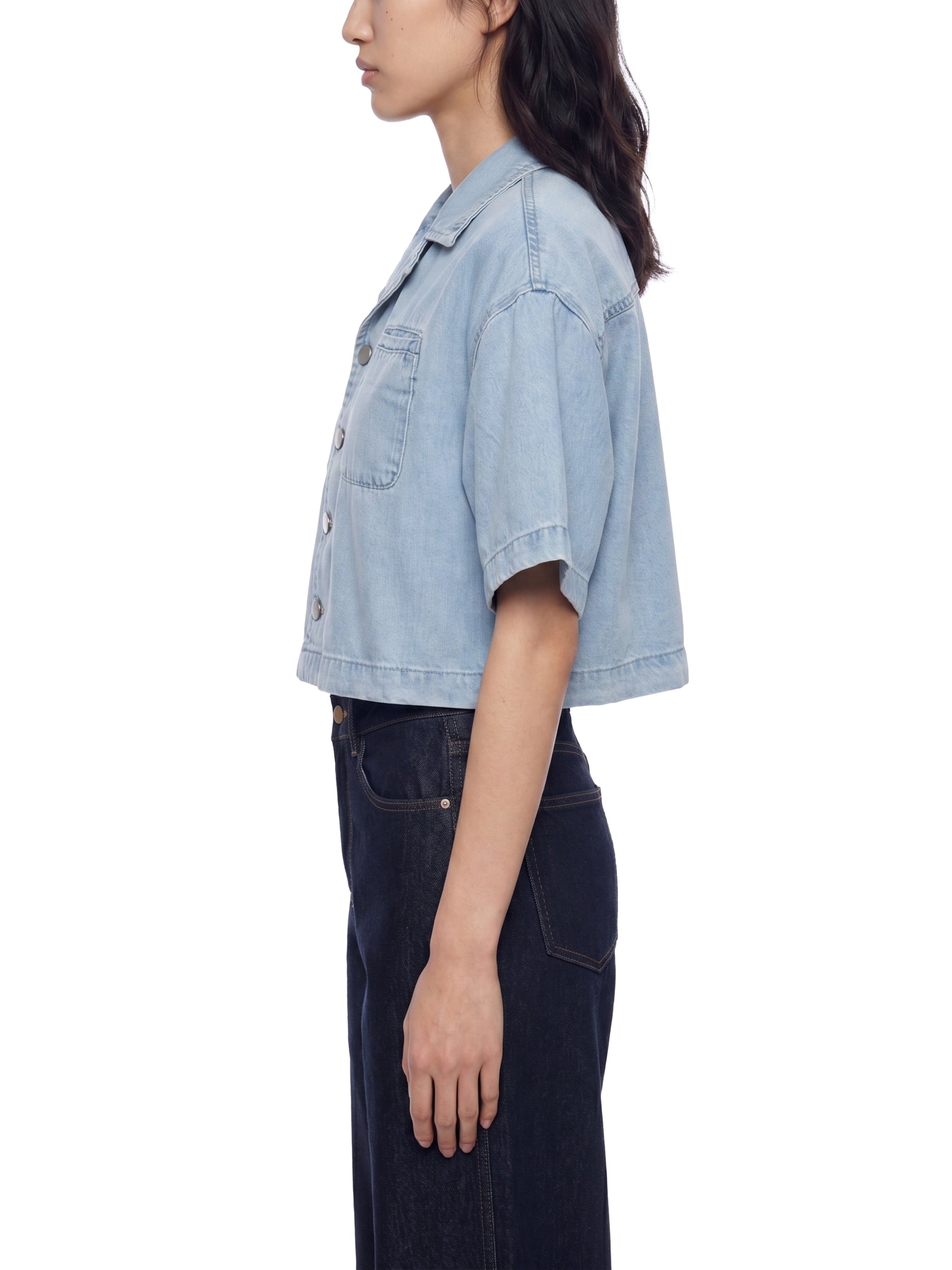 Women’s Vintage-Wash Boxy Cropped Shirt