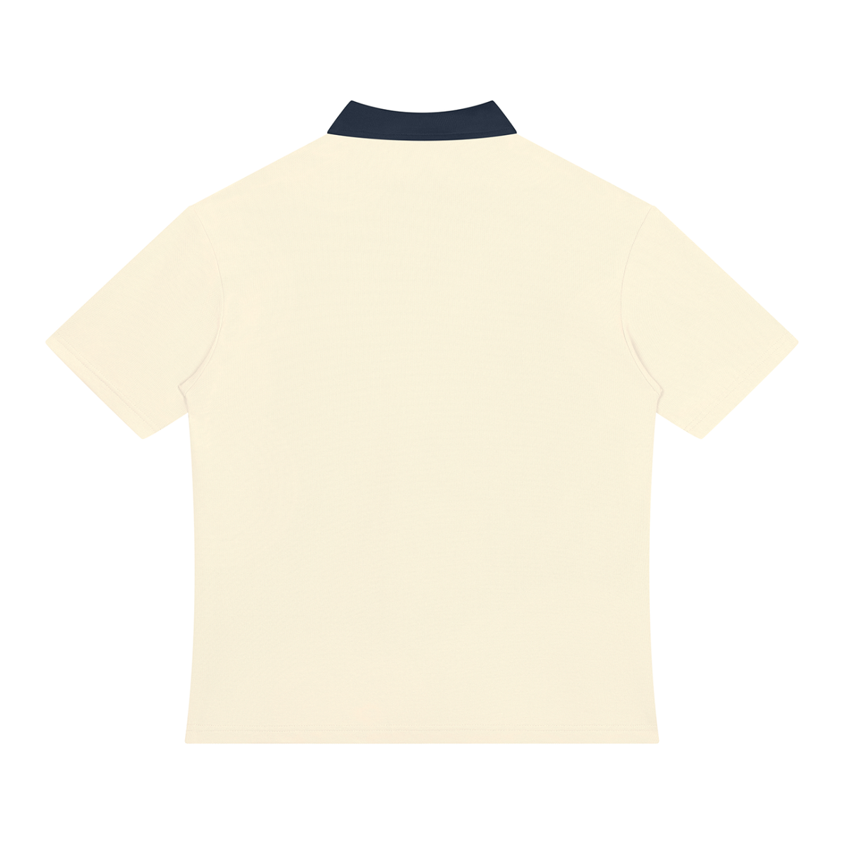 Apricot with Navy Blue Unisex Color Block Quarter-Zip Polo Shirt back product view