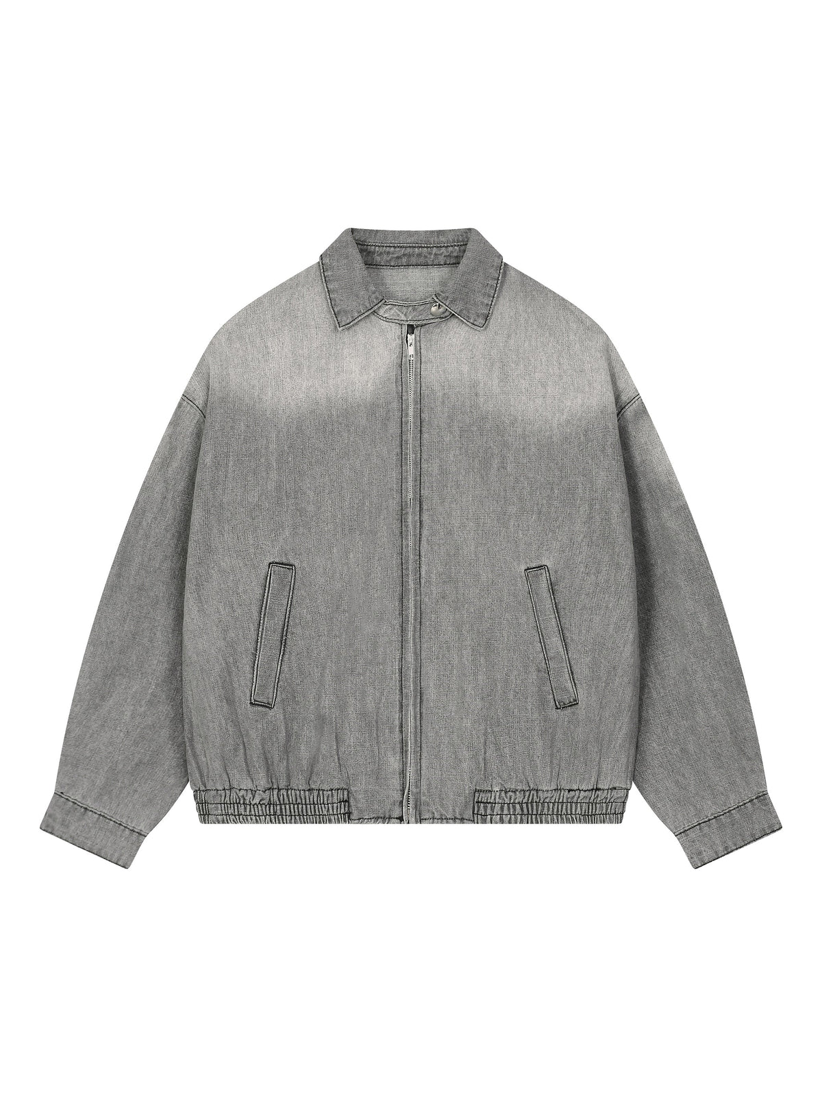 Unisex Vintage Wash Full-Zip Denim Jacket