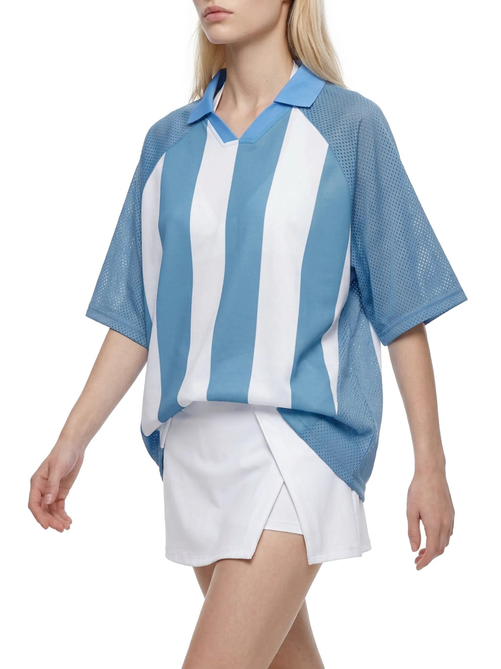Unisex Striped Mesh Boxy Soccer Jersey