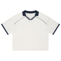 White Unisex Collared Piping Boxy Soccer Jersey front