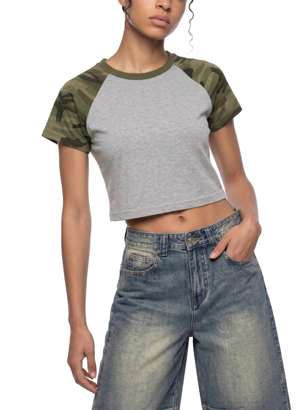 Women’s Camo Raglan Crop T-Shirt
