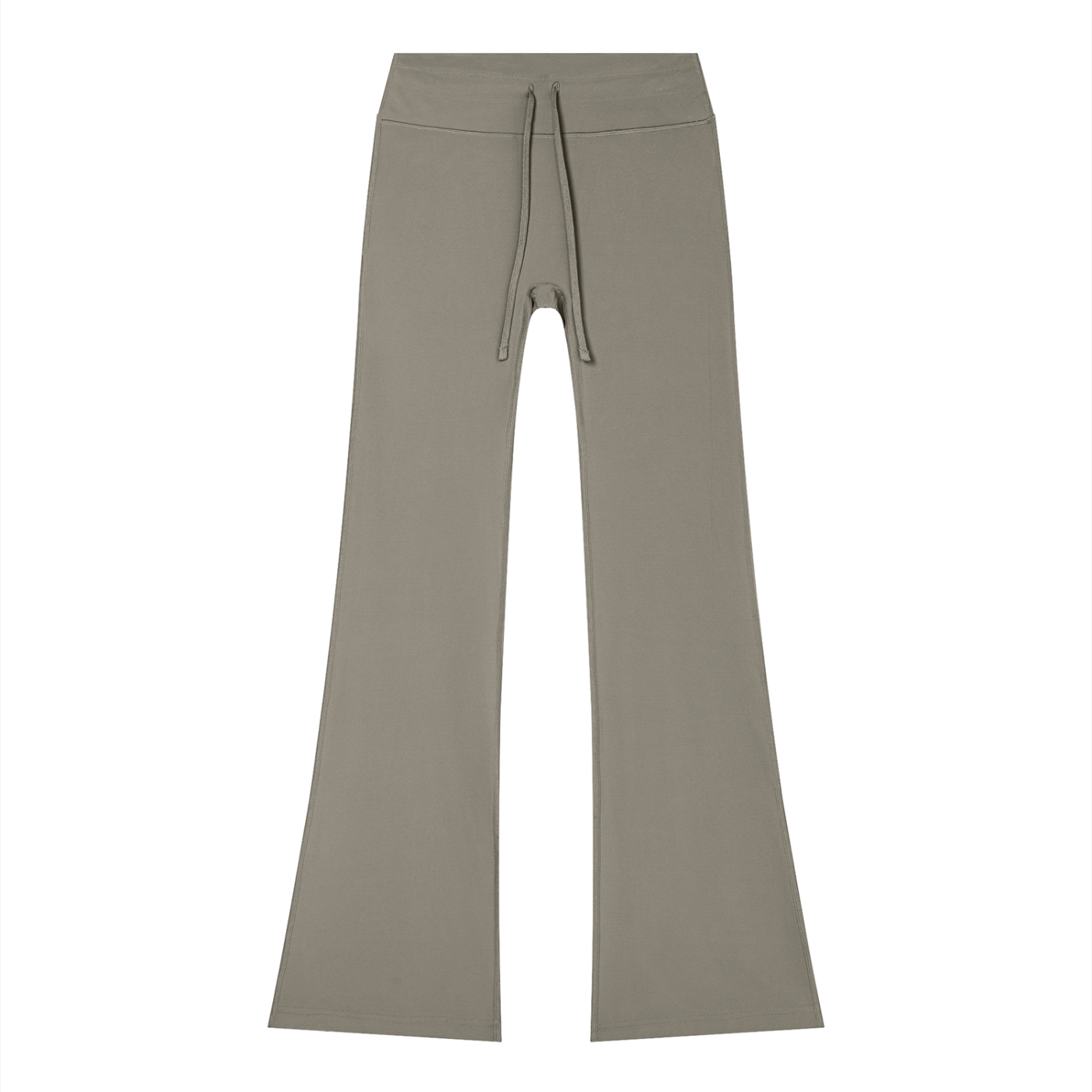 Women’s Flared Drawstring Yoga Pants — Grey Green front