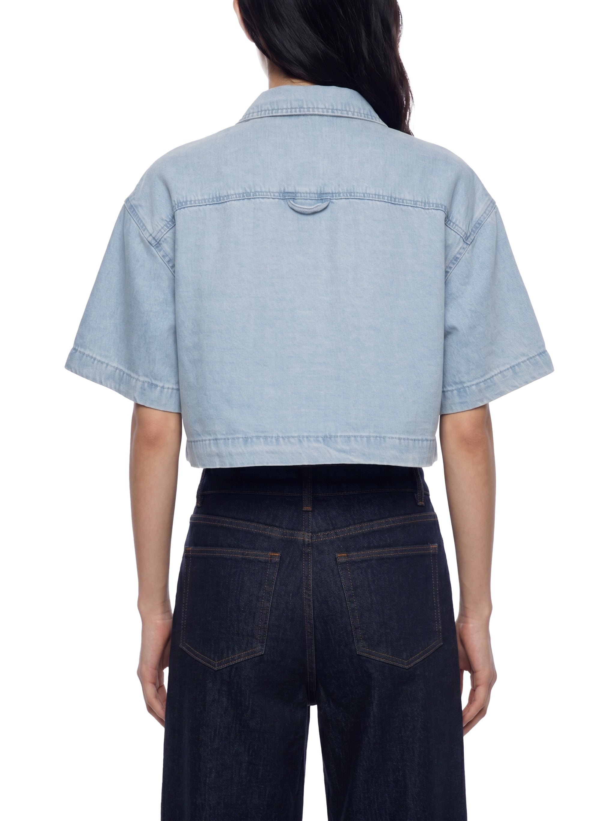 Women’s Vintage-Wash Boxy Cropped Shirt