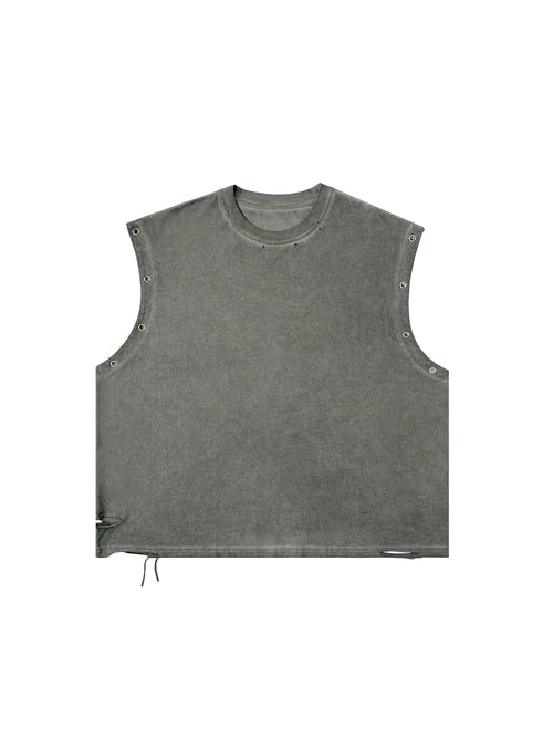 Distressed Grommet Eyelet Tank Top