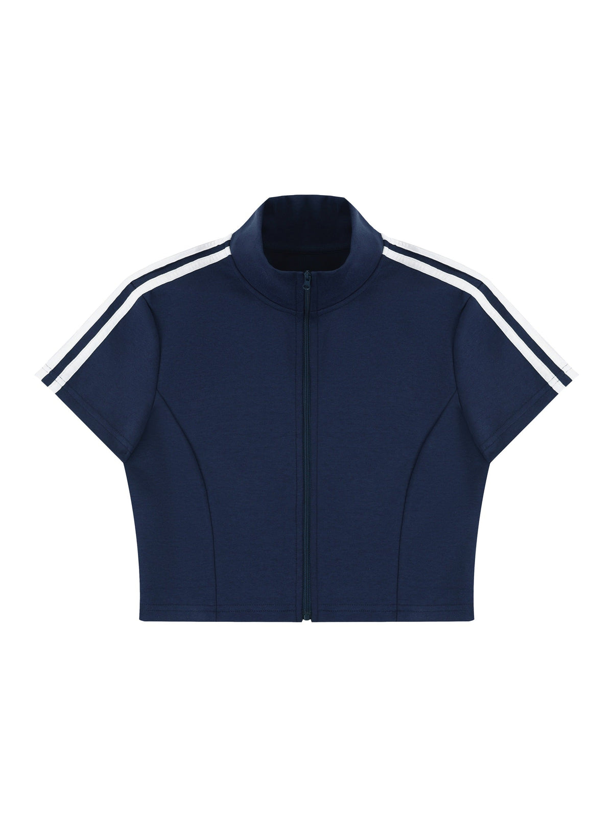 Women's Cropped Full Zip Short Sleeve T-Shirt