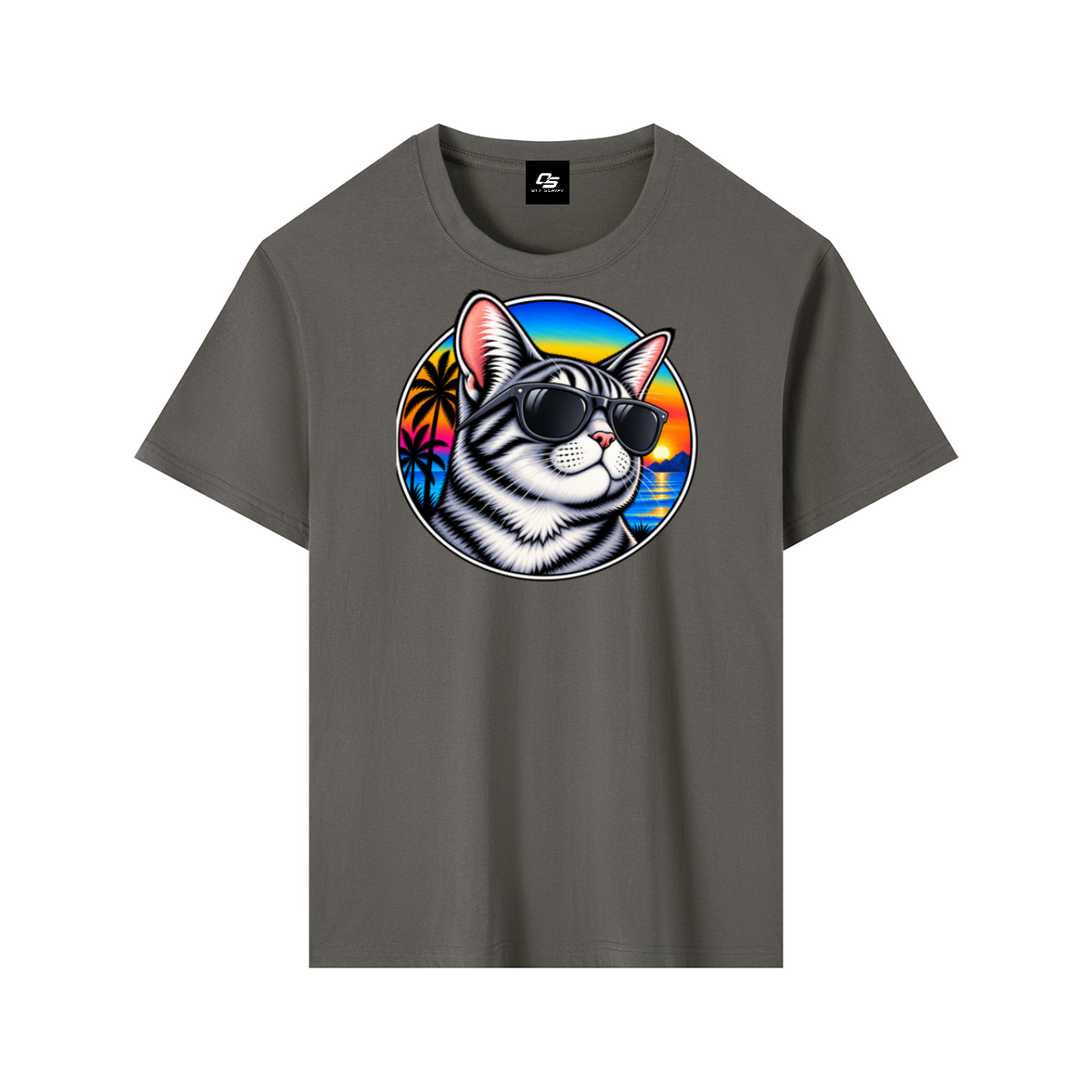 Cool Cat Sunset Pure Cotton Unisex T-Shirt