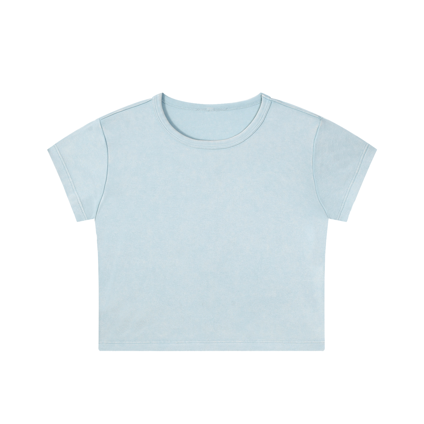 Women’s snow washed crop top in Sky Blue — front view