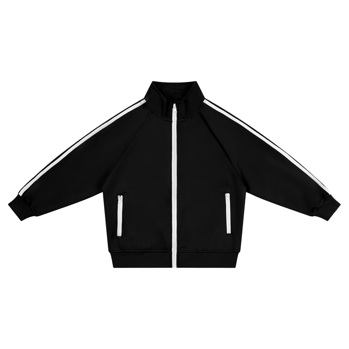 Kids’ Contrast Tape Coach Jacket in Black — front view