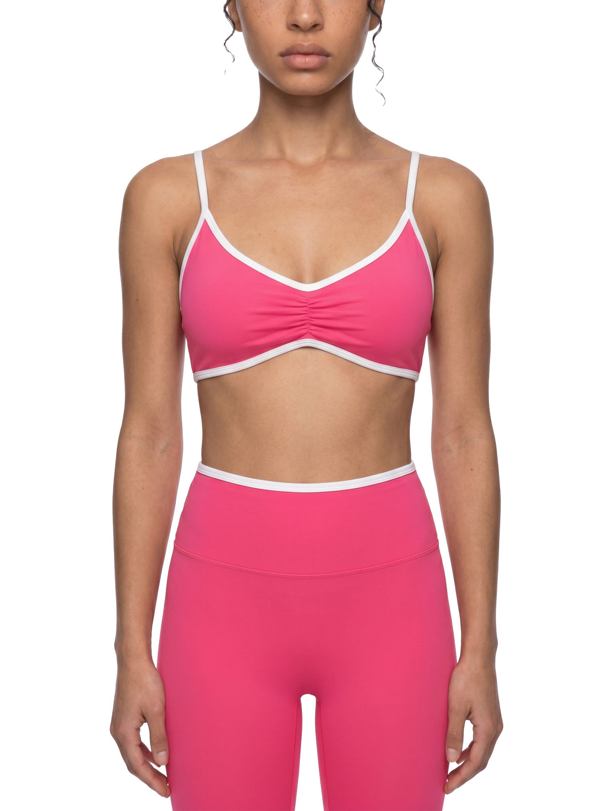 Women's Color Block Ruched V-Neck Sports Bra