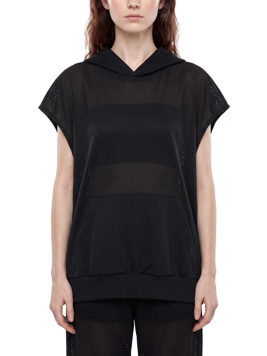 Unisex Panel Mesh Sleeveless Hoodie