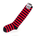 Brand New Womens Ladies Black Red Striped Knee High Socks Party Bright 2-8