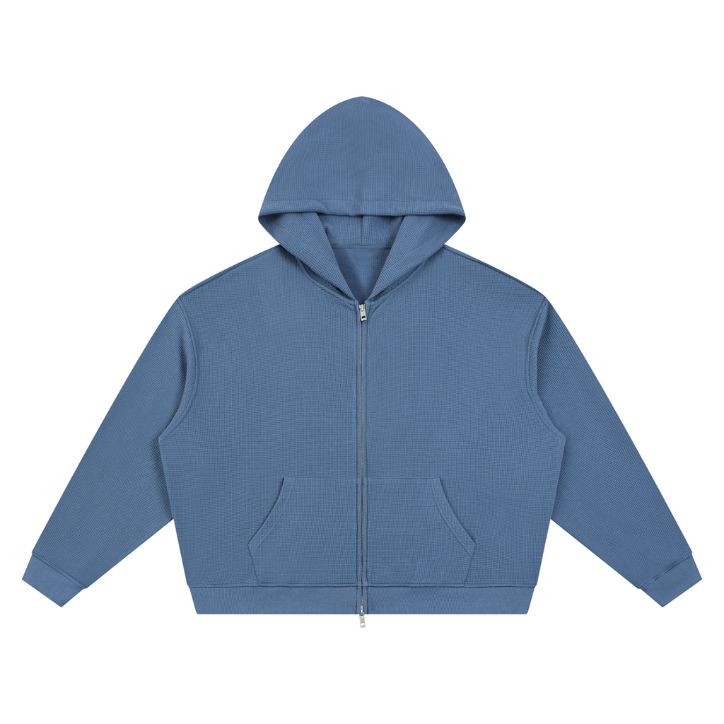 Unisex Waffle Boxy Full-Zip Hoodie
