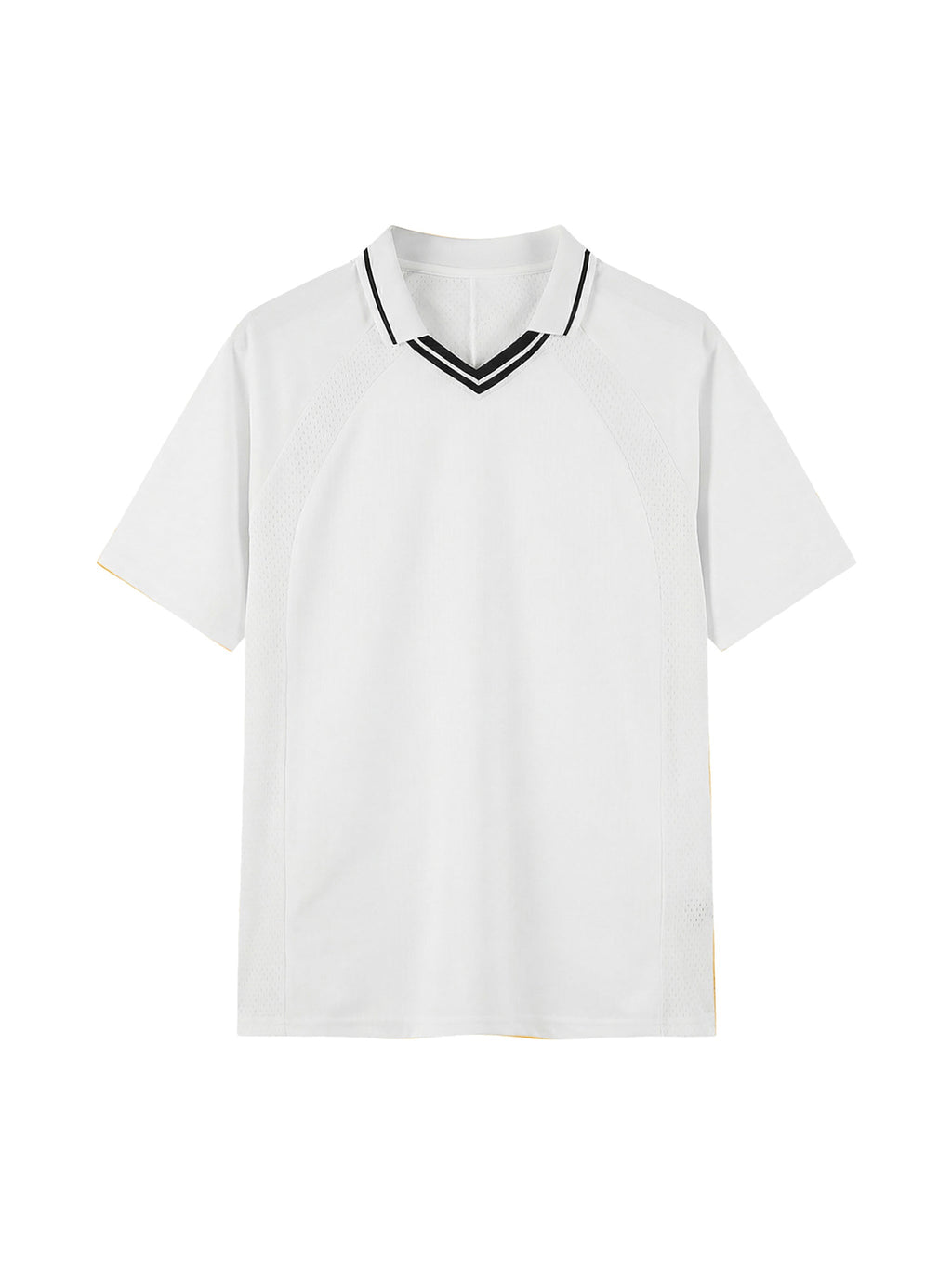 White Unisex Striped V-Neck Soccer Jersey front view