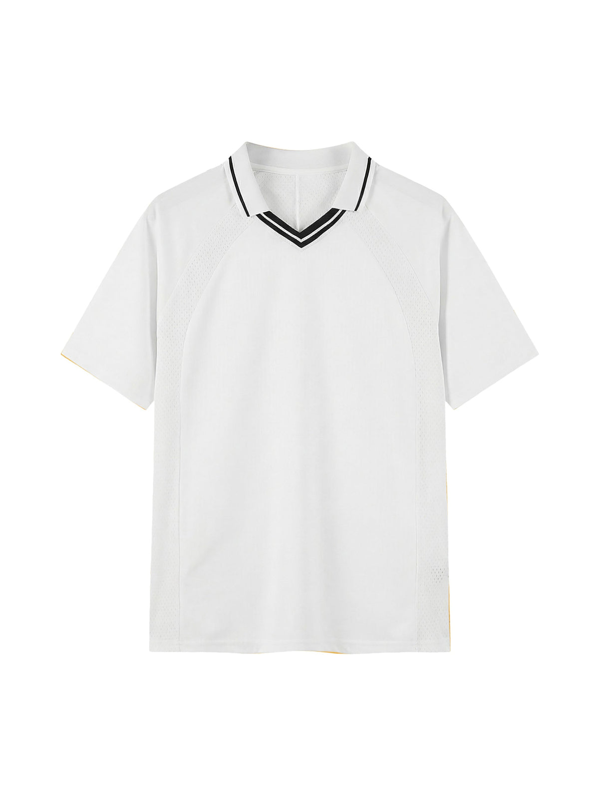 White Unisex Striped V-Neck Soccer Jersey front view