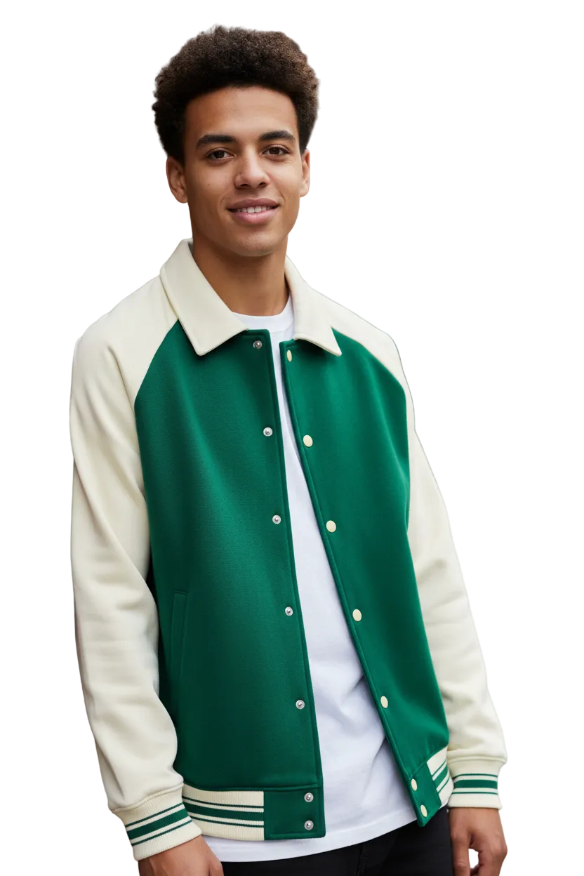 Contrast Raglan Sleeve Baseball Jacket