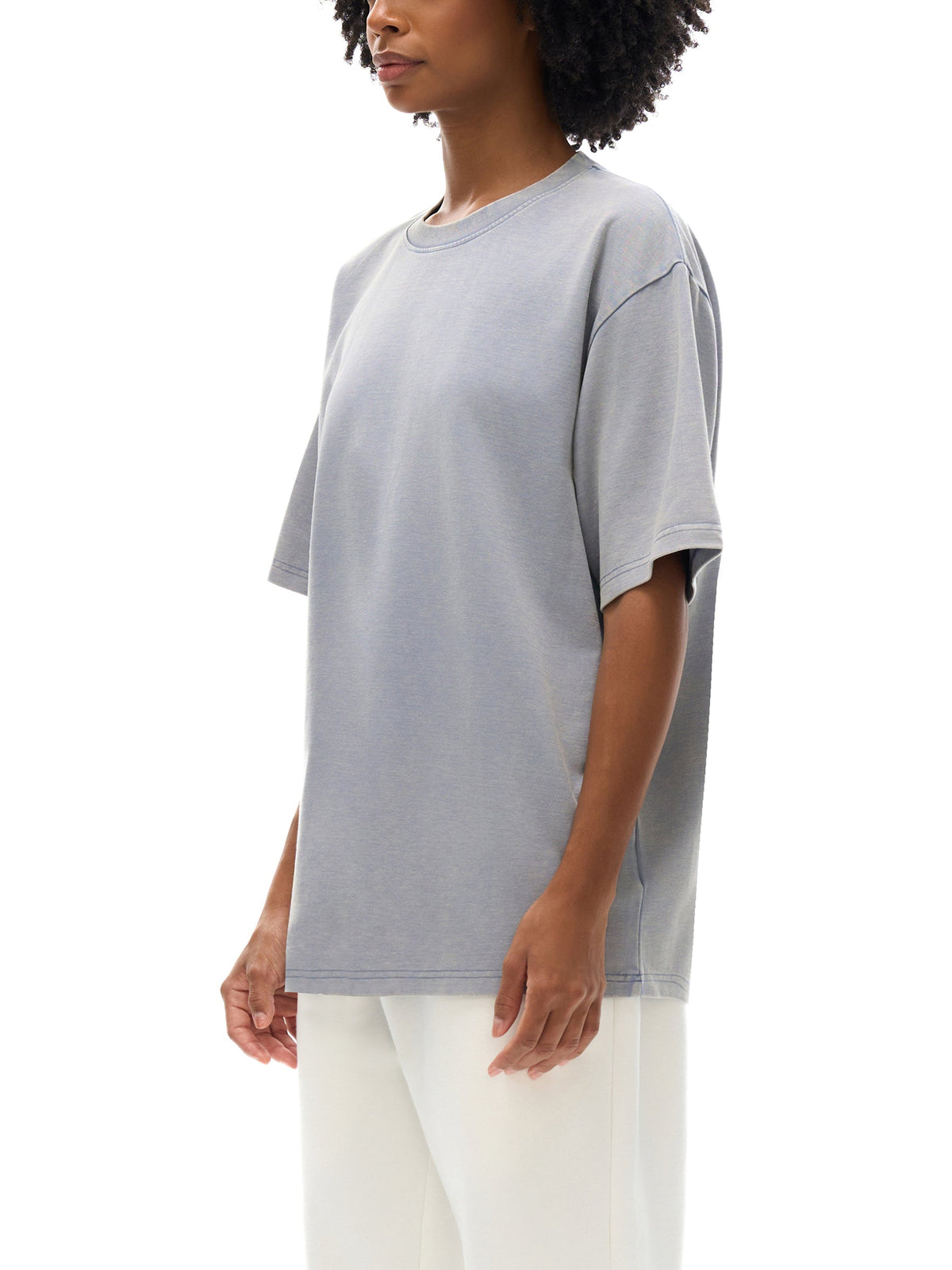 Unisex bamboo slub snow-washed T-shirt lifestyle view