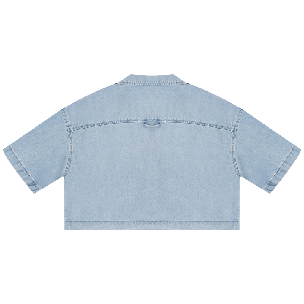 Women’s Vintage-Wash Boxy Cropped Shirt