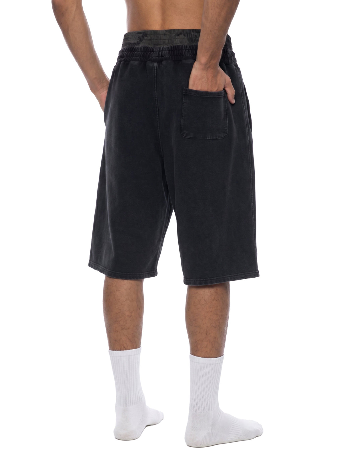 Unisex Vintage Wash Distressed Wide-Leg Shorts
