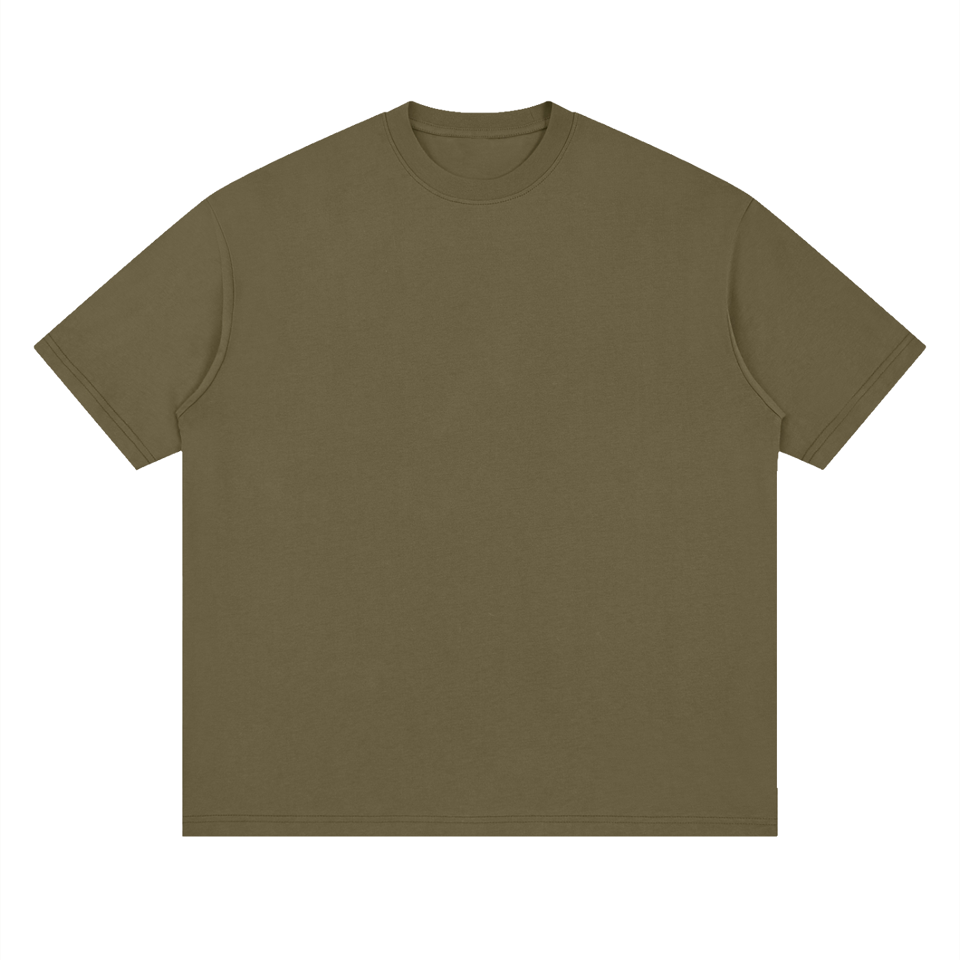 Streetwear Loose Drop Shoulder T-Shirt - Gray Green front