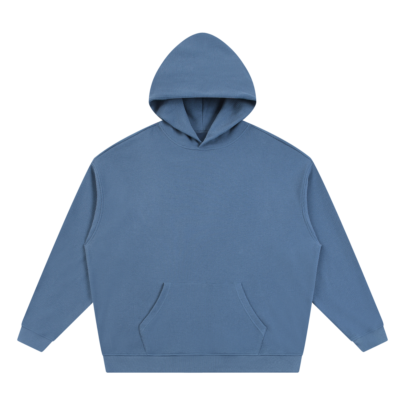 Unisex Waffle Oversized Hoodie in Jeans Blue — front view