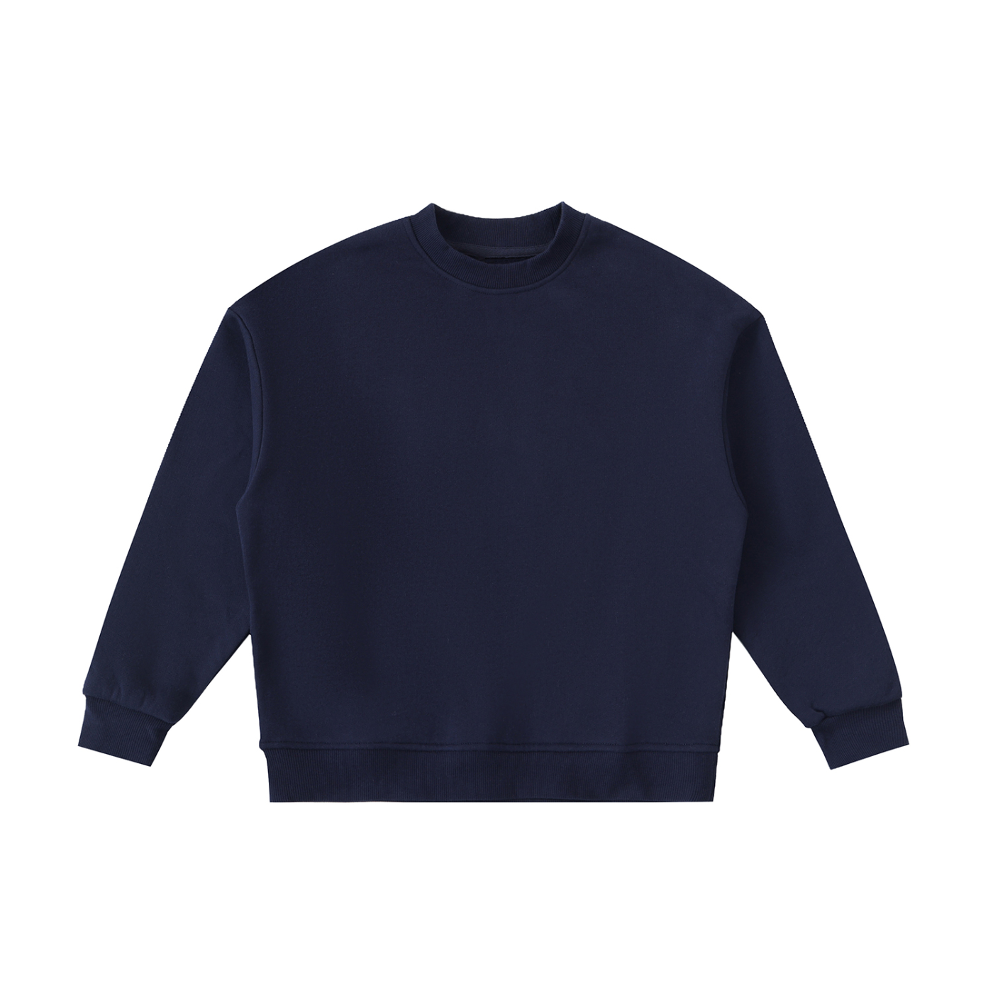 Essential Fleece Kids’ Crewneck Sweatshirt in Navy Blue — front view