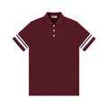 Women’s Striped Colour Block Polo Dress — Wine Red front