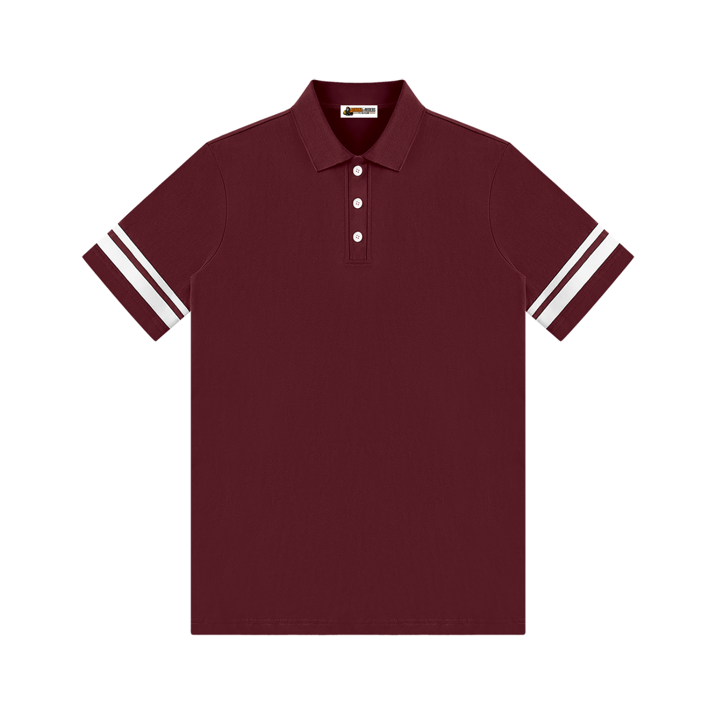 Women’s Striped Colour Block Polo Dress — Wine Red front
