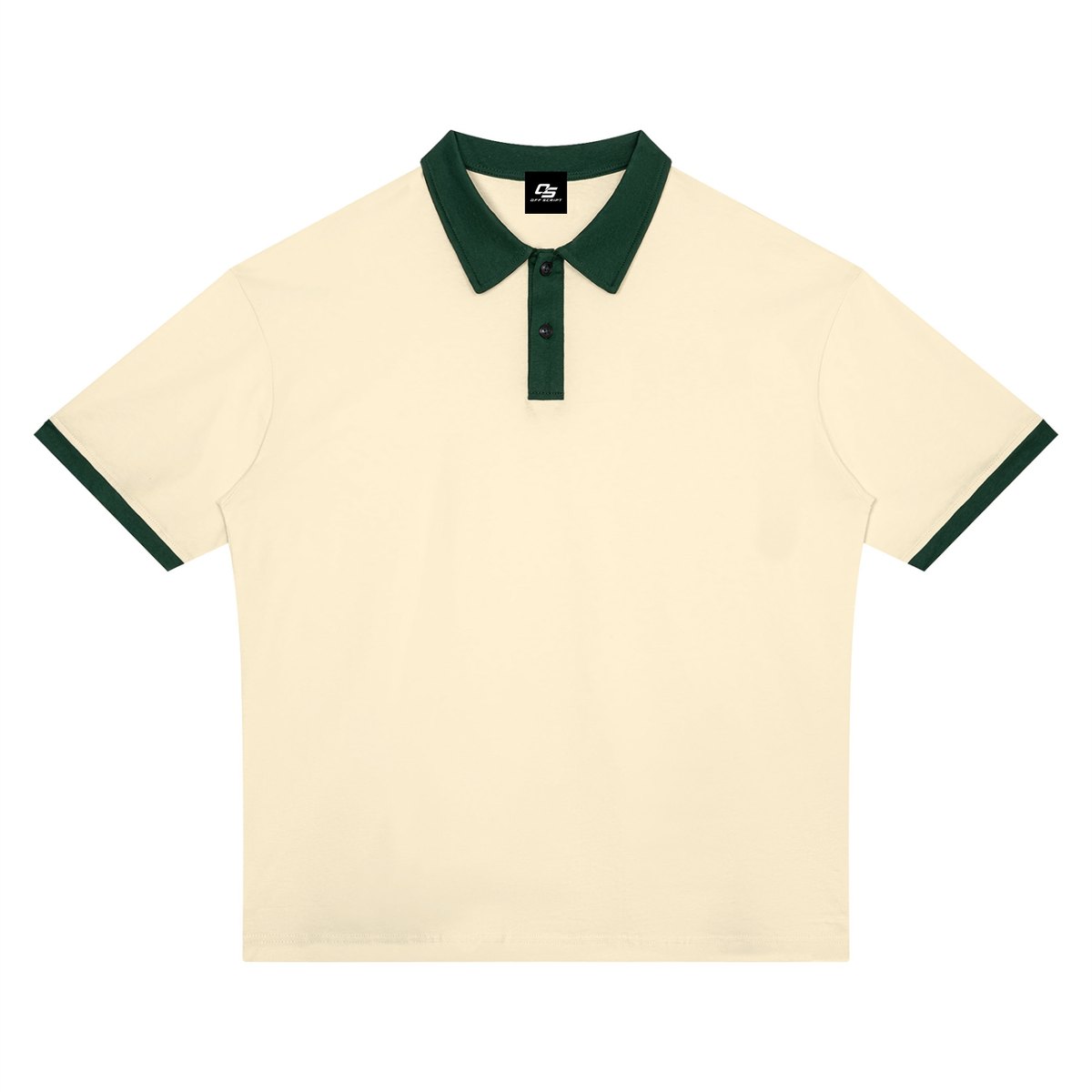 Apricot with Dark Green Unisex Color Block Polo Shirt front product view