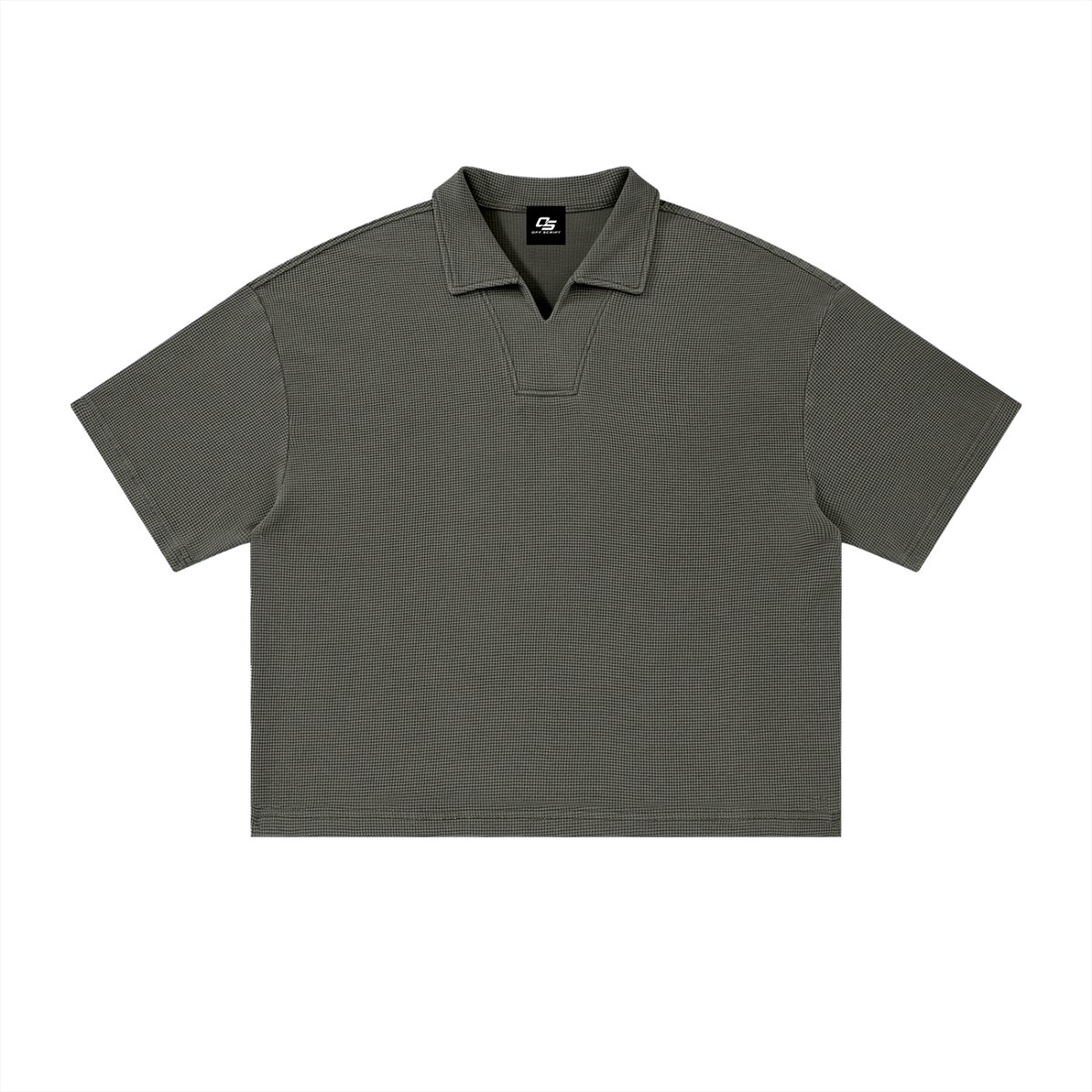 Unisex Vintage Wash Waffle Boxy Polo Shirt