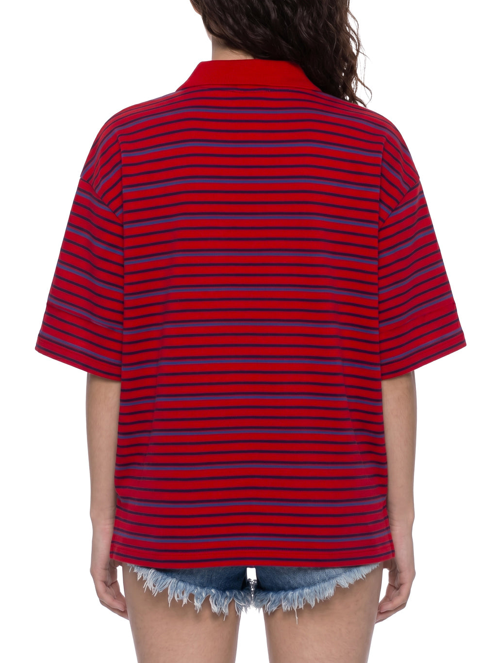 Unisex Striped Boxy Collared Polo Shirt