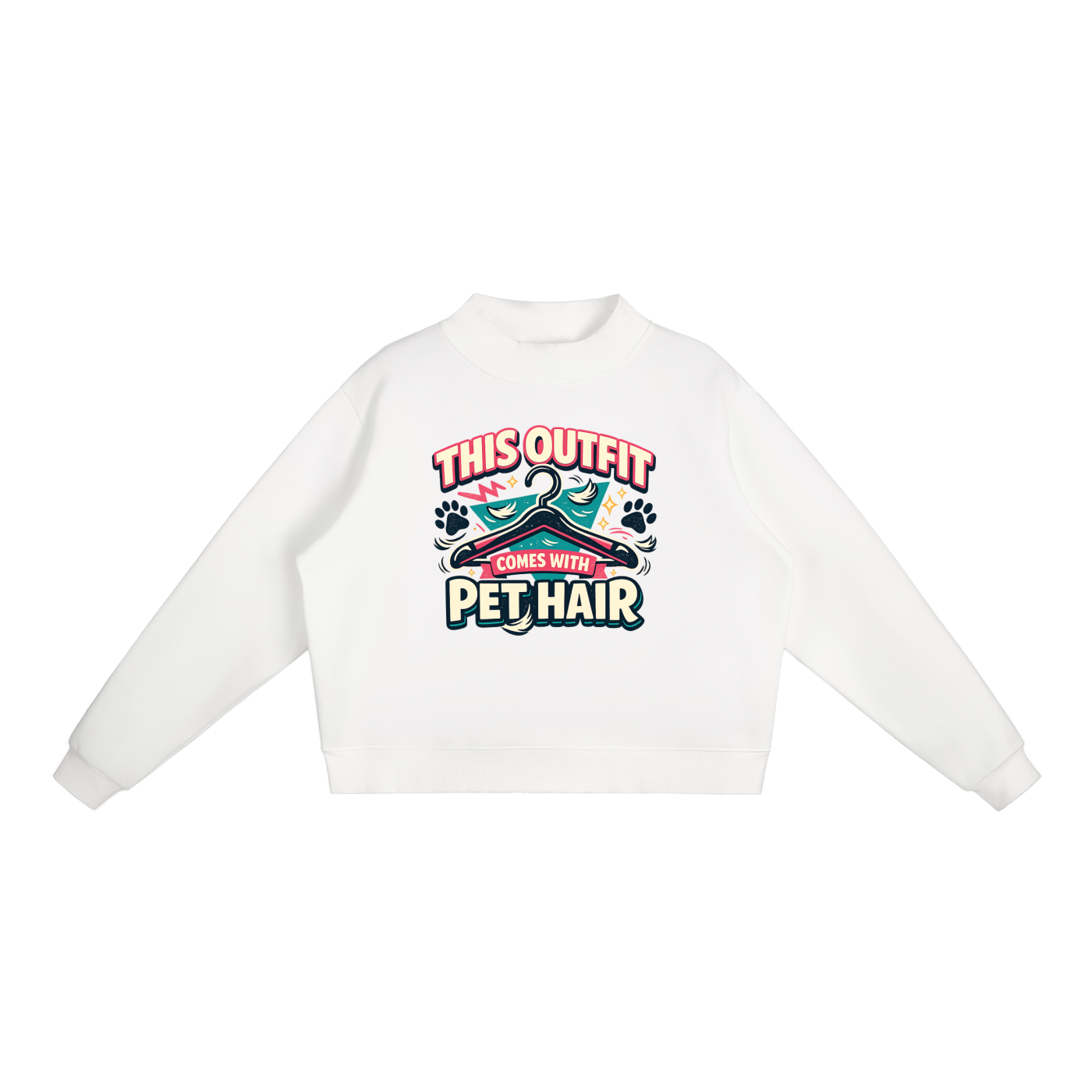 Comes With Pet Hair Essential Fleece Mock-Neck Crew Sweatshirt