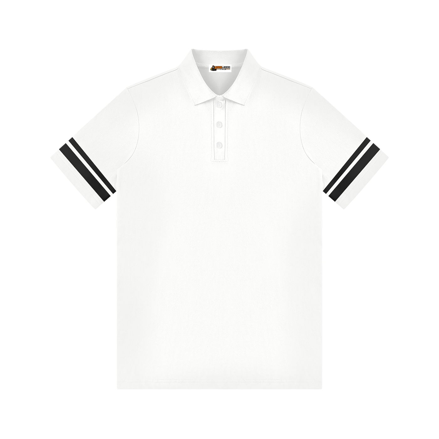 Women’s Striped Colour Block Polo Dress — White front
