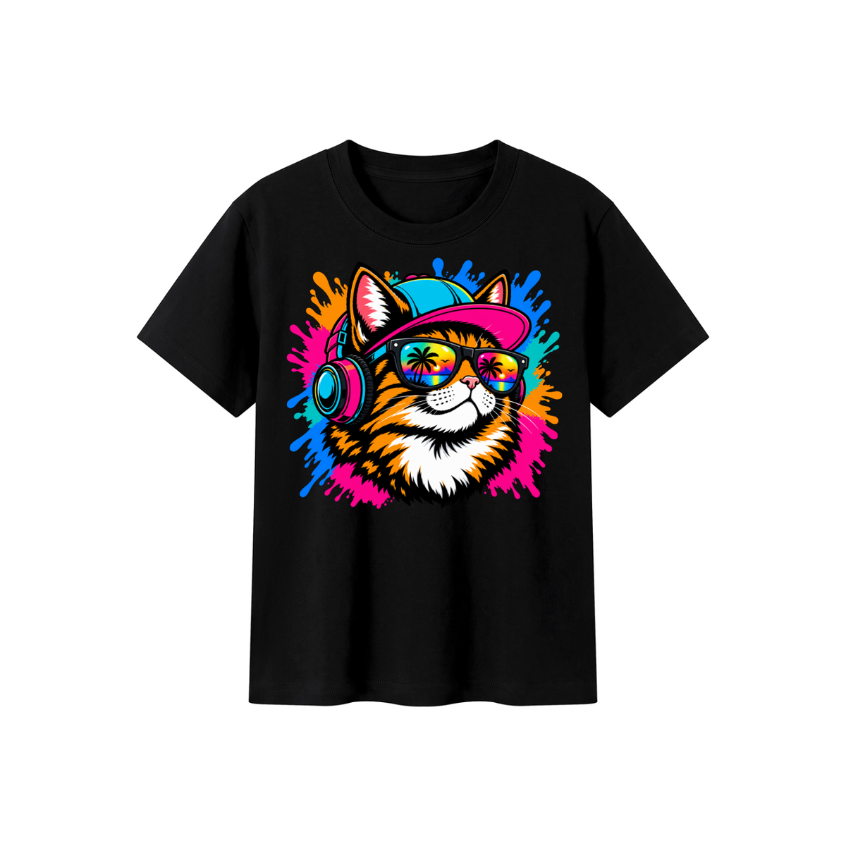 DJ Cat Kids' Crewneck Short-Sleeve T-Shirt