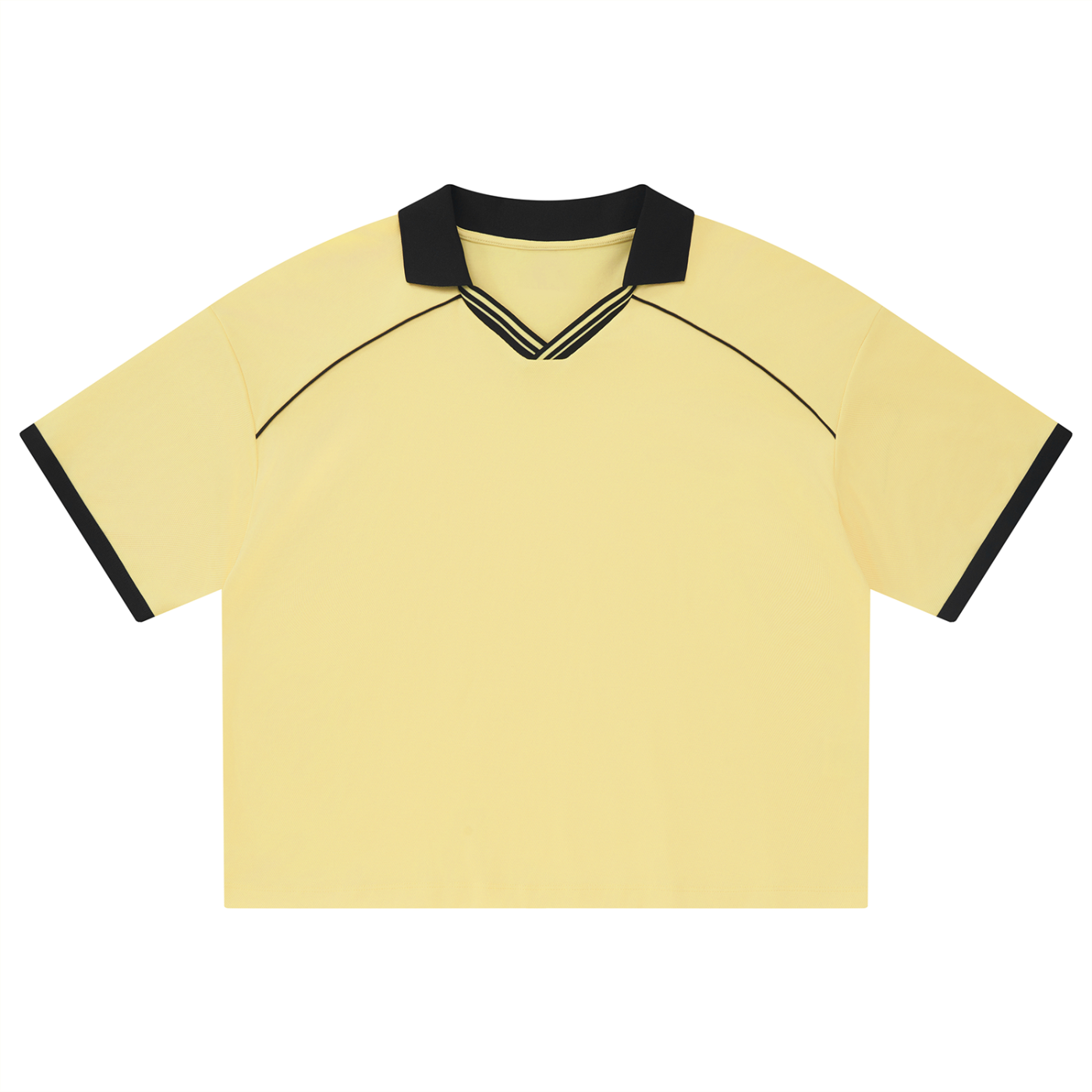 Yellow Unisex Collared Piping Boxy Soccer Jersey front