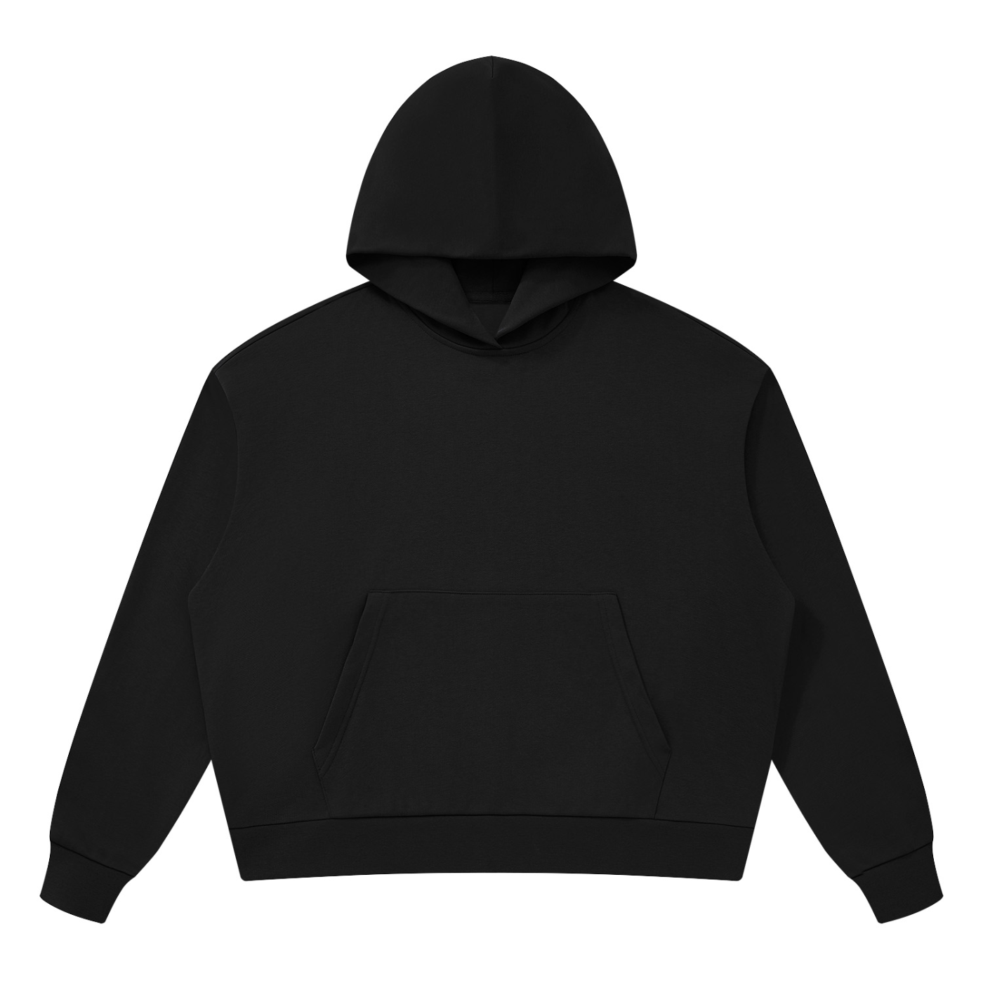 Unisex Drop Shoulder Hoodie in Black — front view