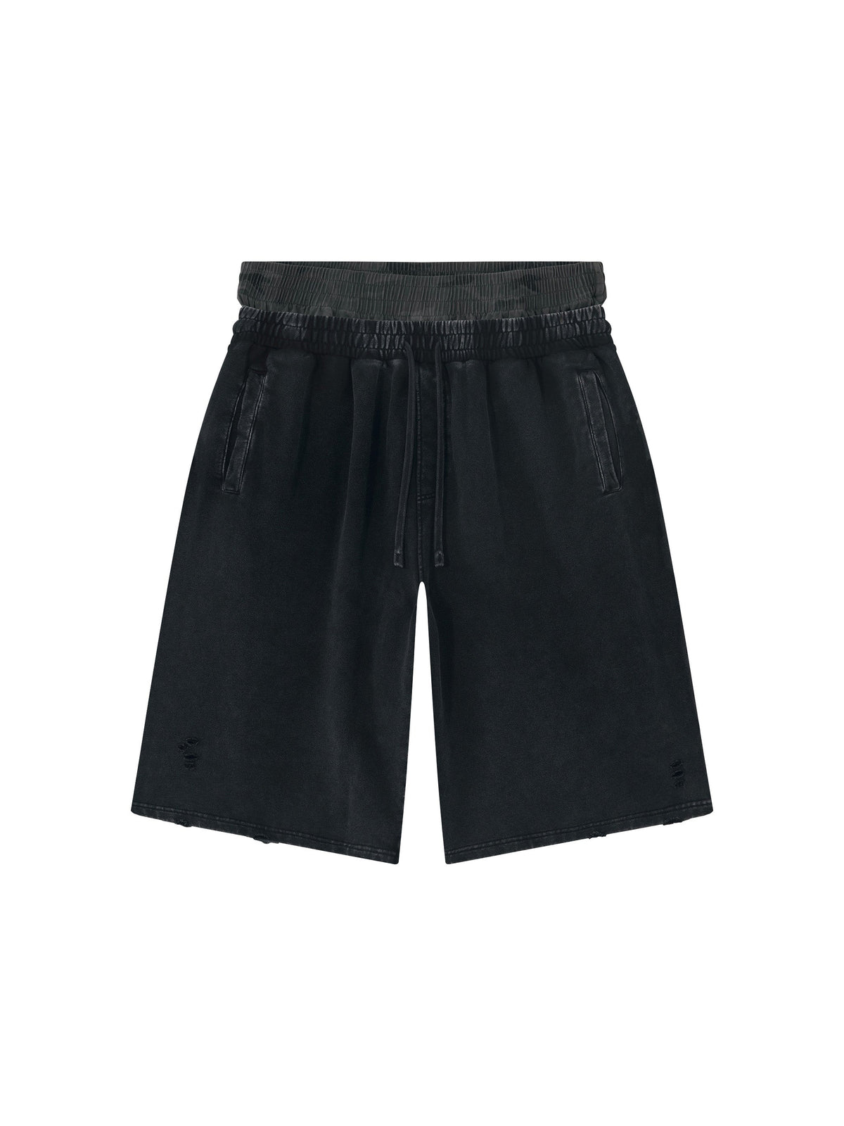 Unisex Vintage Wash Distressed Wide-Leg Shorts