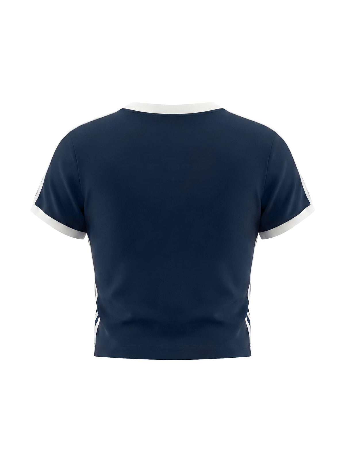 Women's Retro Binding V-Neck Crop T-Shirt