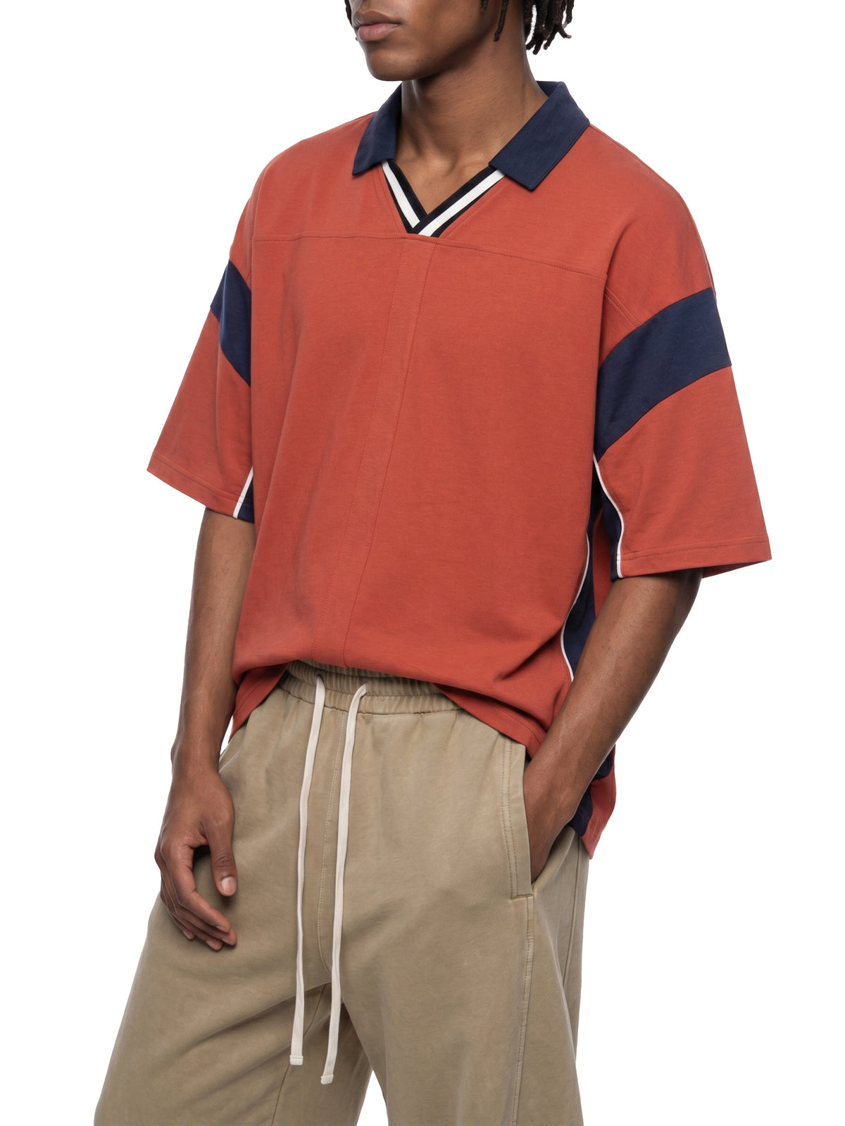Unisex Boxy Colour Block Polo Shirt