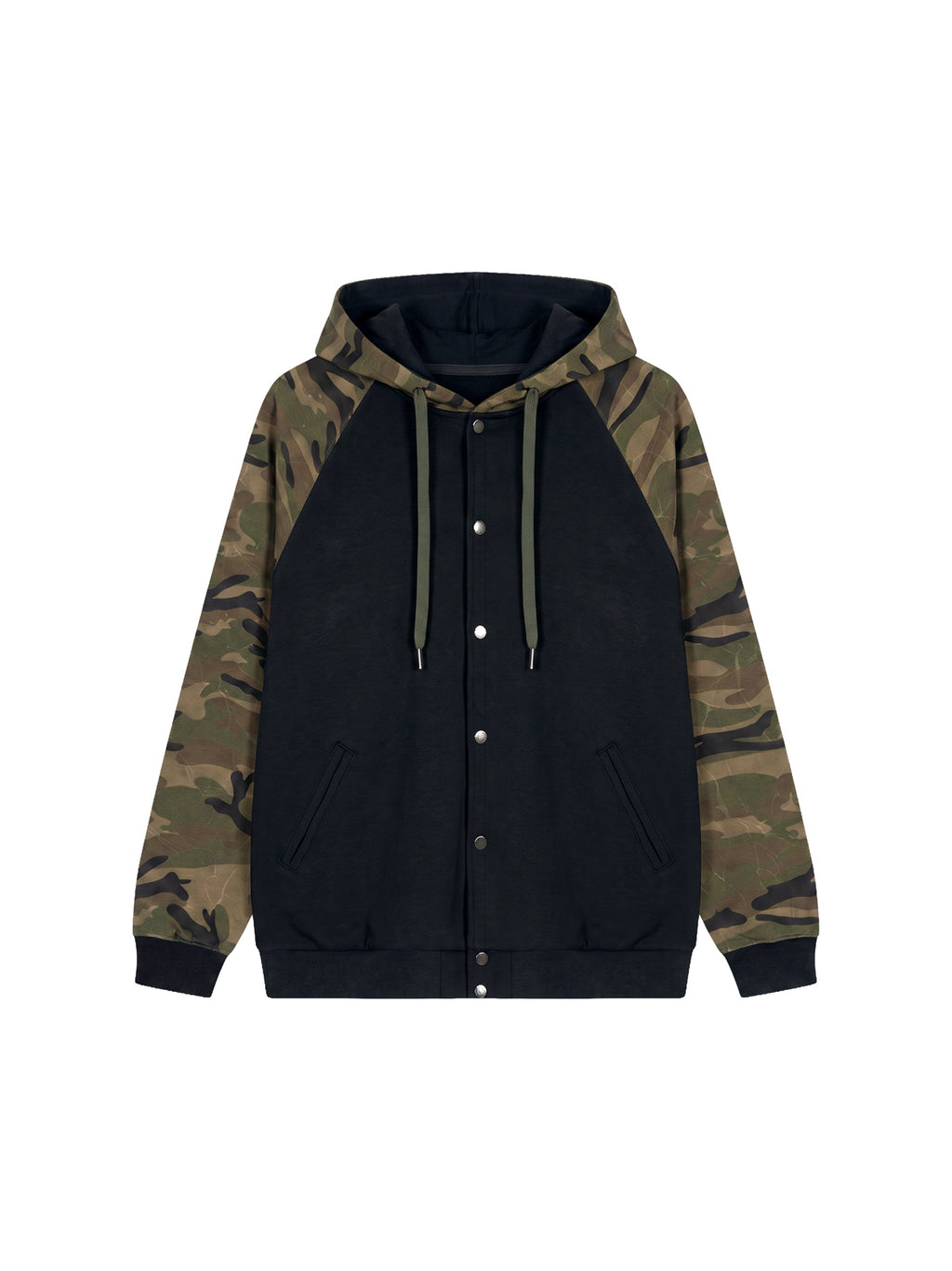 Unisex Camo-Splice Raglan Zip Hoodie