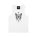 Celestial Butterfly women’s snow-washed tank top in white – front