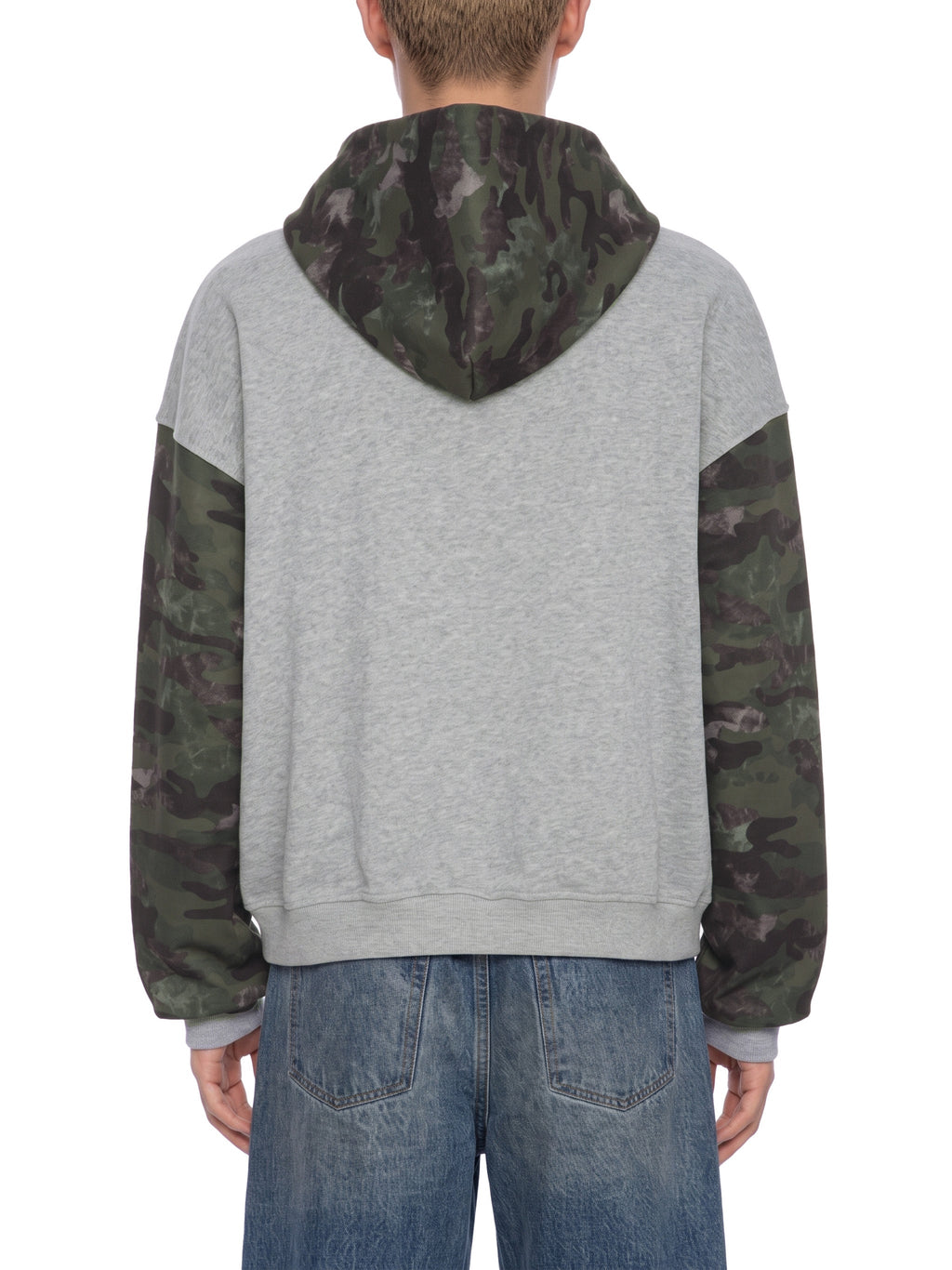 Unisex Colorblock Camo Full Zip Boxy Hoodie